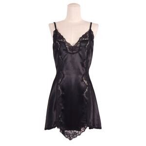 Trashy Lingerie Satin Lace Slip Black Sz Large